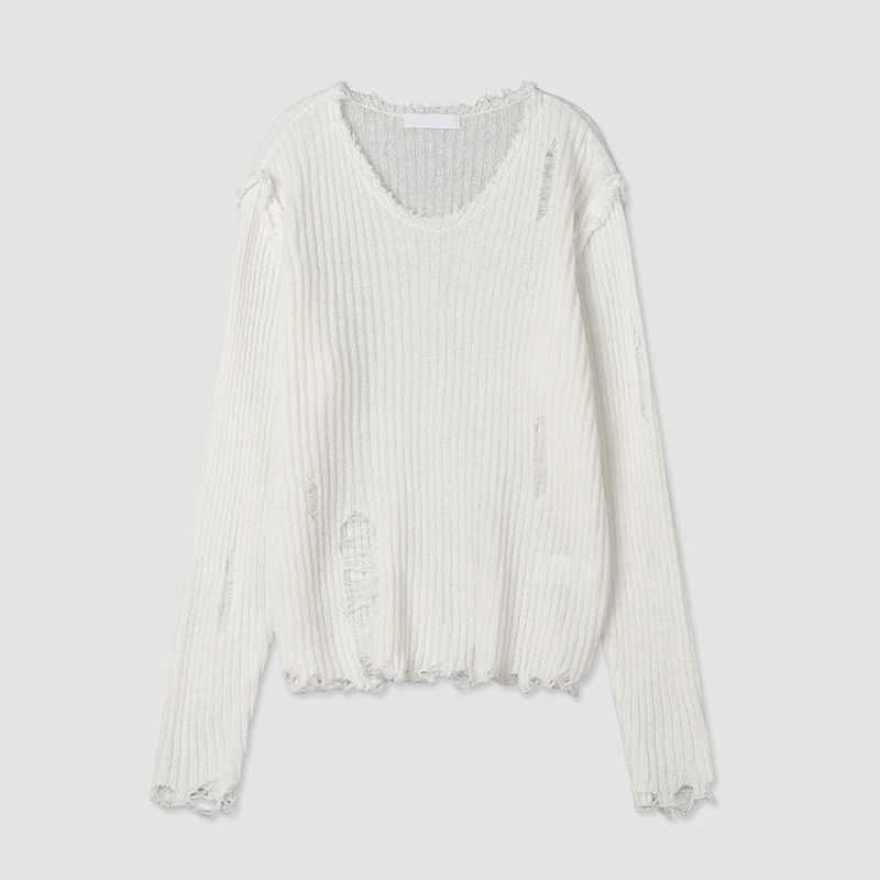 No.1168 damage V thin KNIT (3color)