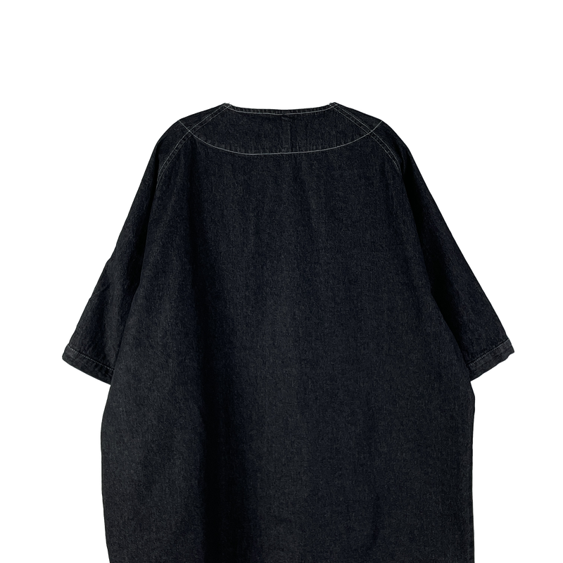 Baseball denim short-sleeved shirt