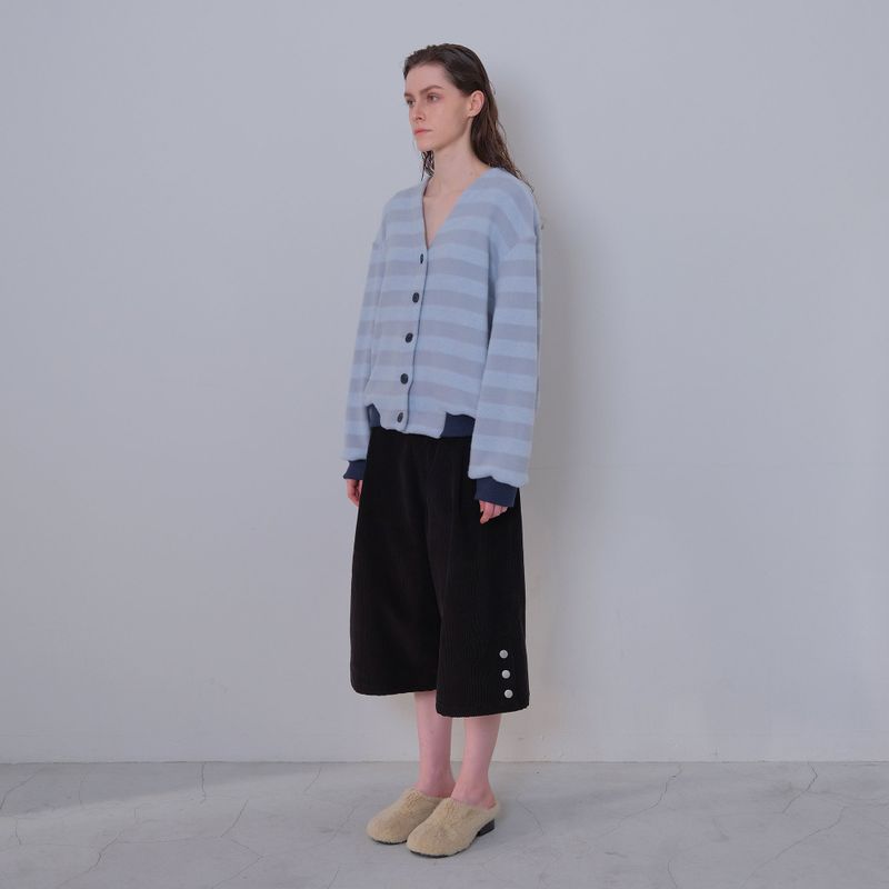 Black Corduroy Snap Bermuda Pants