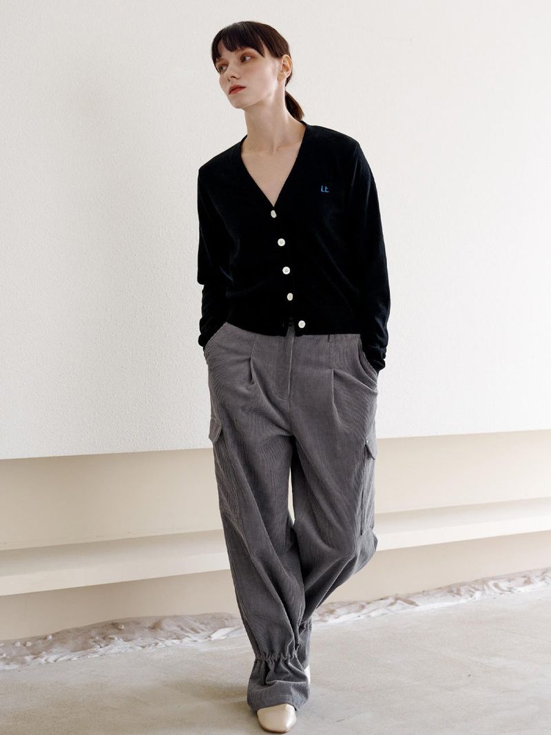 ANCKLE STRING CORDUROY CARGO PANTS