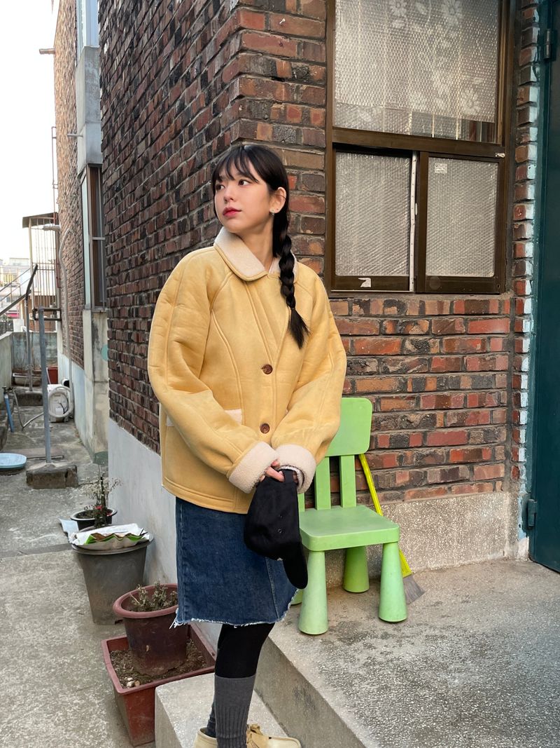 Neat midi denim skirt 