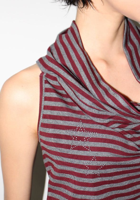 (2-way) STAR STUD DRAPE SLEEVELESS