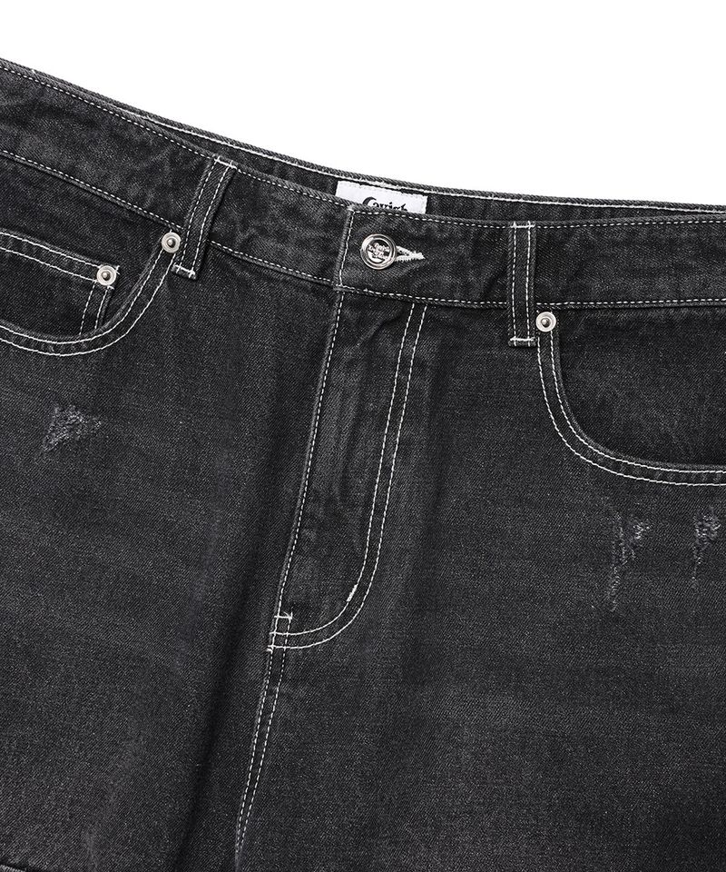 WASHED DENIM CARGO PANTS BLACK(CV2EFUD111A)