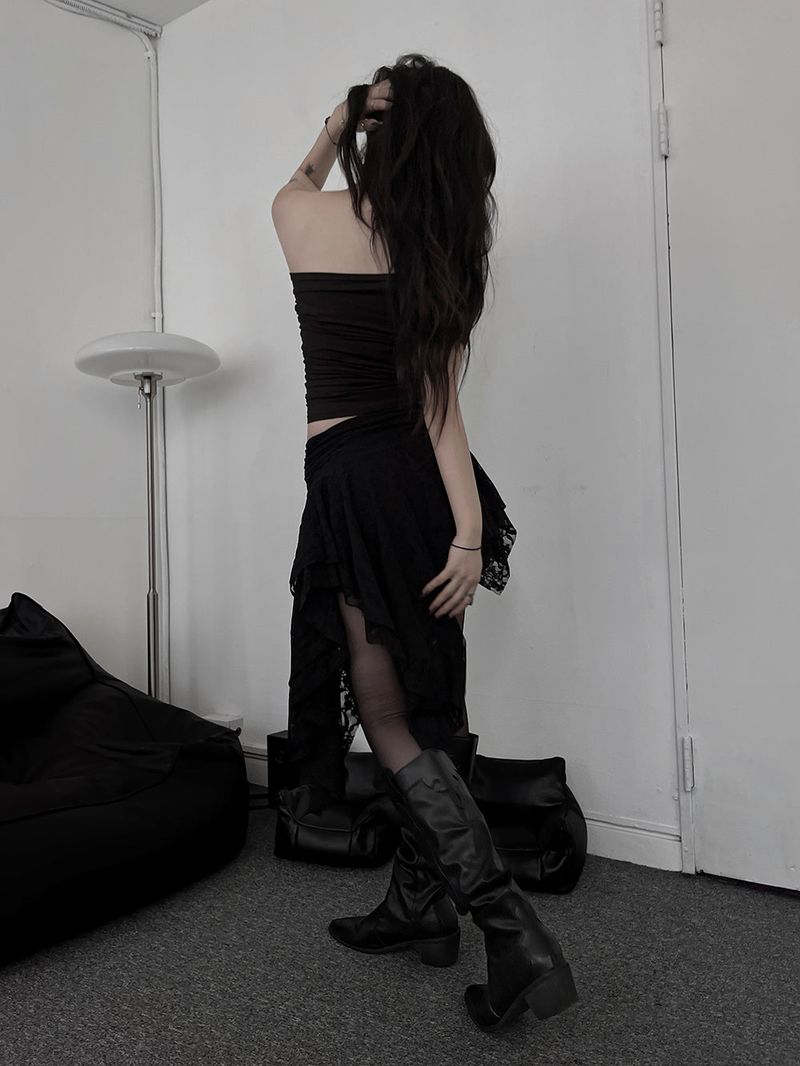 rose uncut skirt (2color)