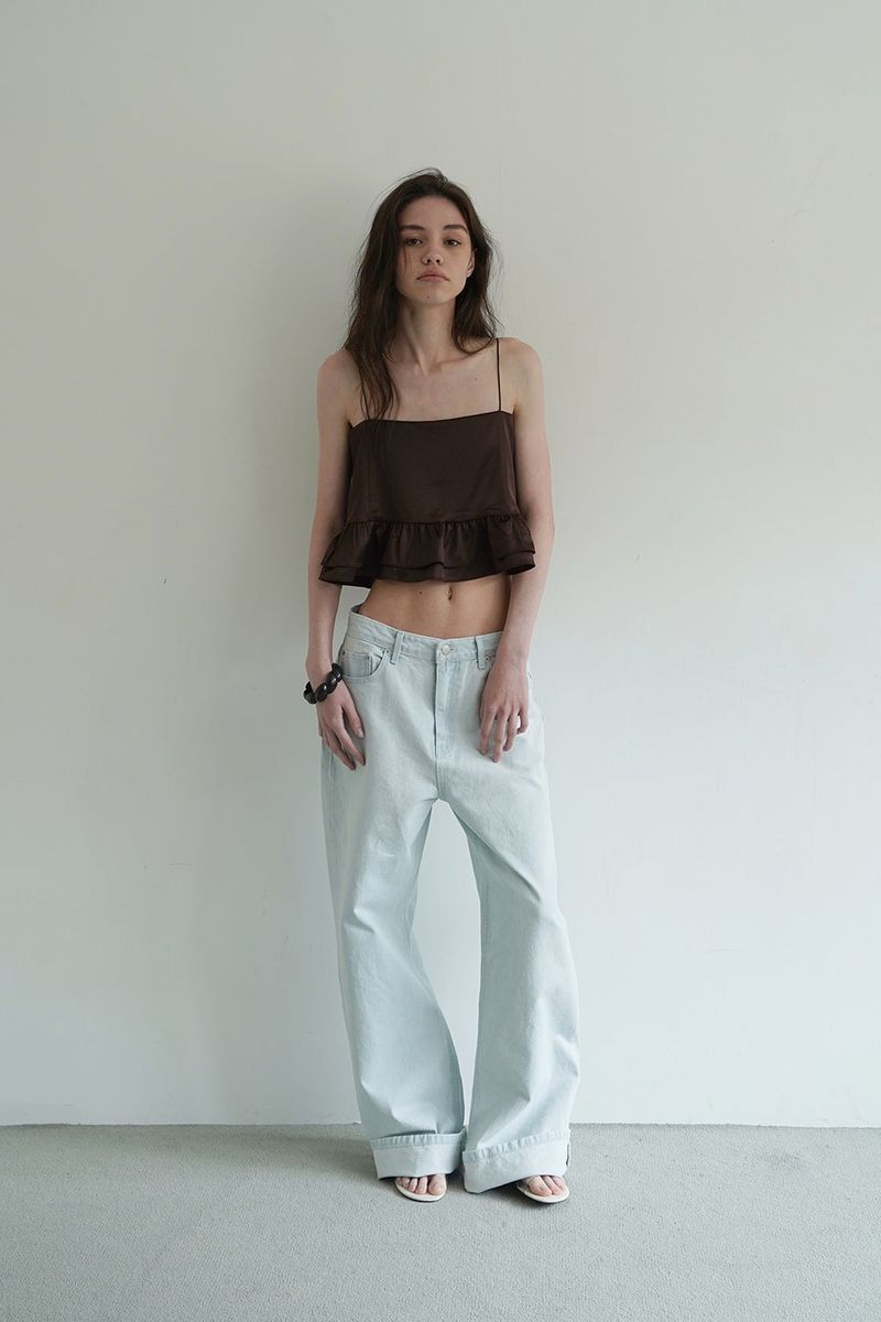 Tie satin blouse_brown