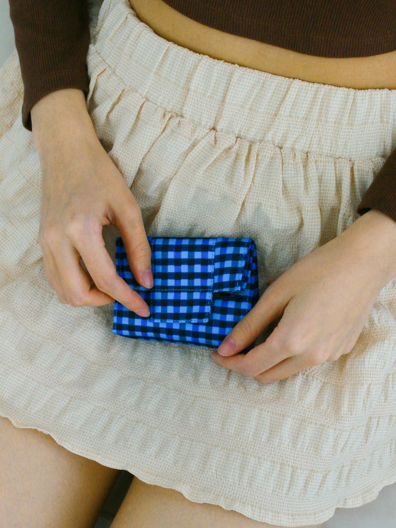 Gingham Mini Pouch - Blue