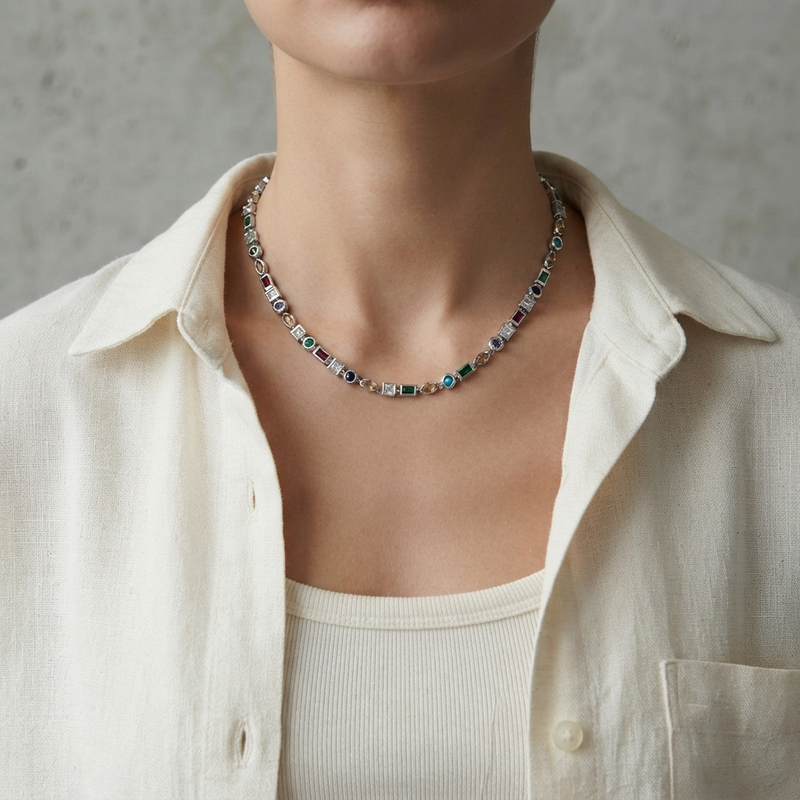 FADE MEET（フェードミート）の「Silver Frame Gem Necklace（Accessories）」