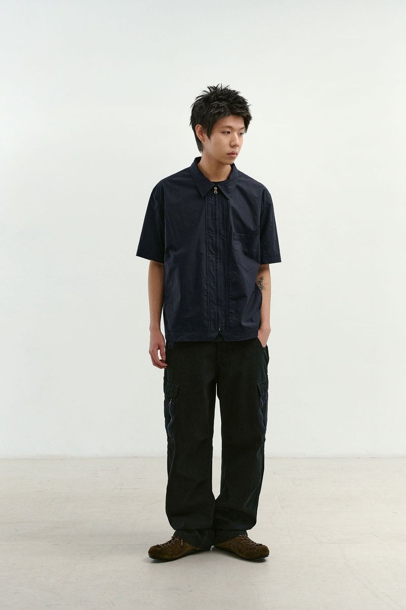Field Panel Paper Half Shacket (Navy)