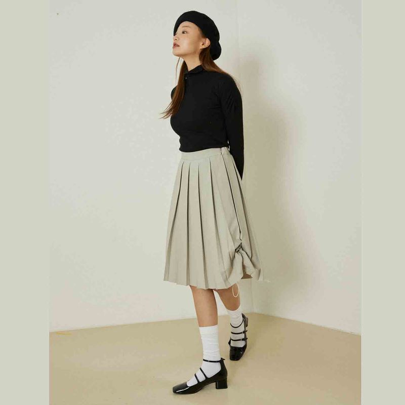 Ebony shirring turtleneck top (black)