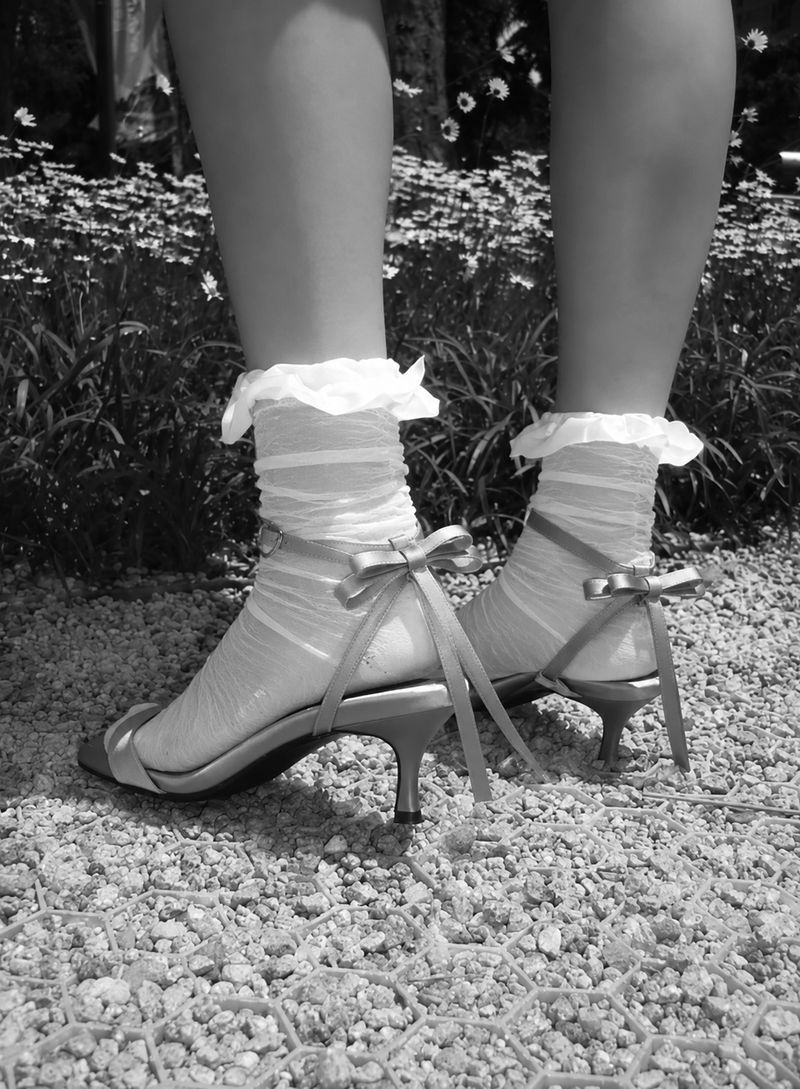 Satin Back Ribbon Sandal Heel(Pink)