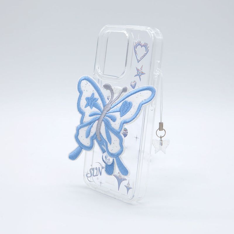 SUN CASE CLEAR PATCH BUTTERFLY BLUE