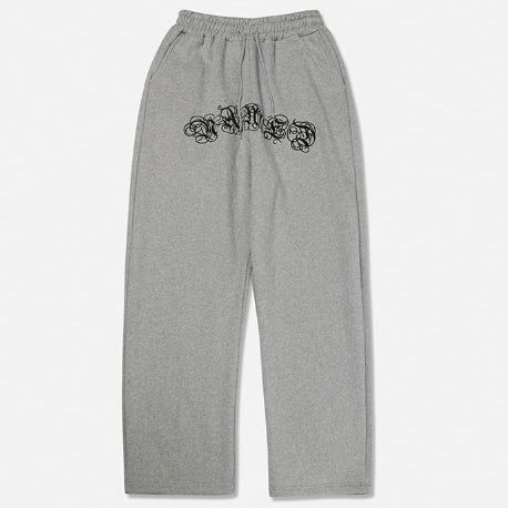 Arc Lettering Embroidered Brushed Over Sweatpants