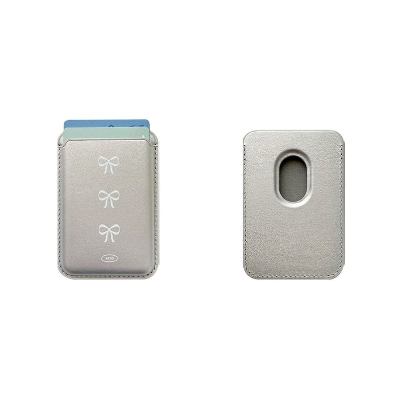 MagSafe Case Ribbon Silver Leather Card Wallet Set