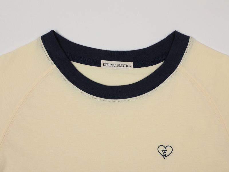CONTRAST REGLAN CROP T-SHIRT (YELLOW)