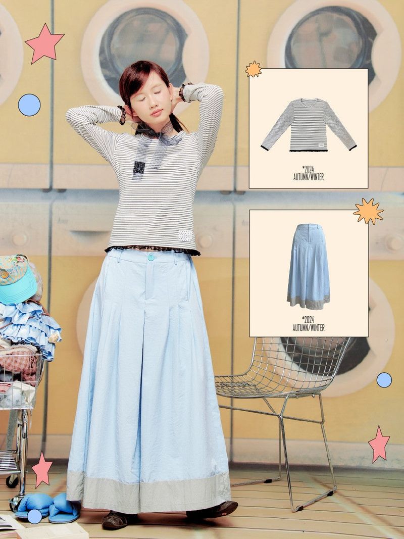 UnsocialNight（アンソーシャルナイト）の「ブルーのワイドレッグパンツ（パンツ）」