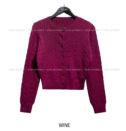 [U-BASIC] Laurent Round Cable Cardigan
