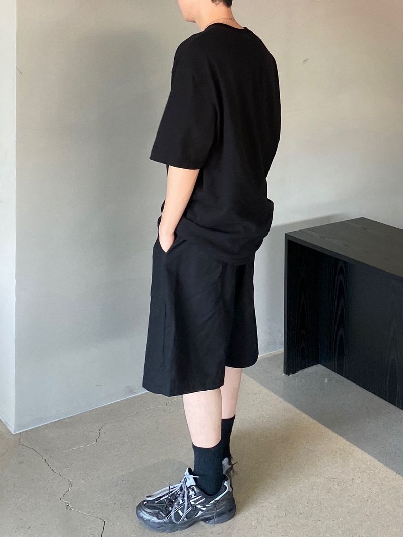 Wide banding cotton half pants 2C
