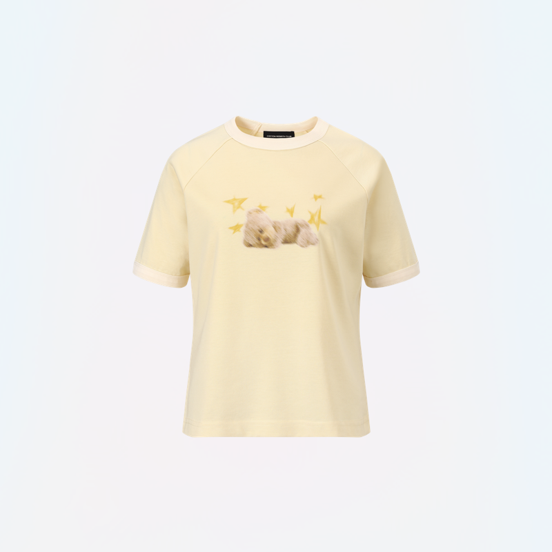 アートワークラグランショートスリーブTシャツ (イエロー)