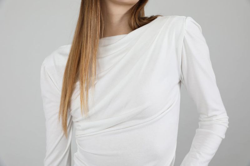 Drape Puff Shirring T-shirt White