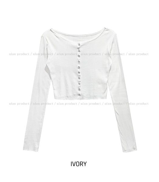 Leaf punching snap button crop cardigan