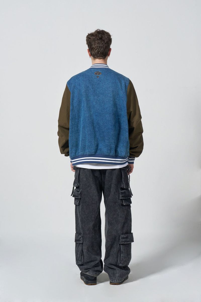 Overpatch Denim Varsity Jacket - KHAKI