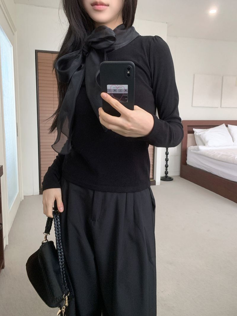 Tilly Tie Scarf Long Sleeve Top
