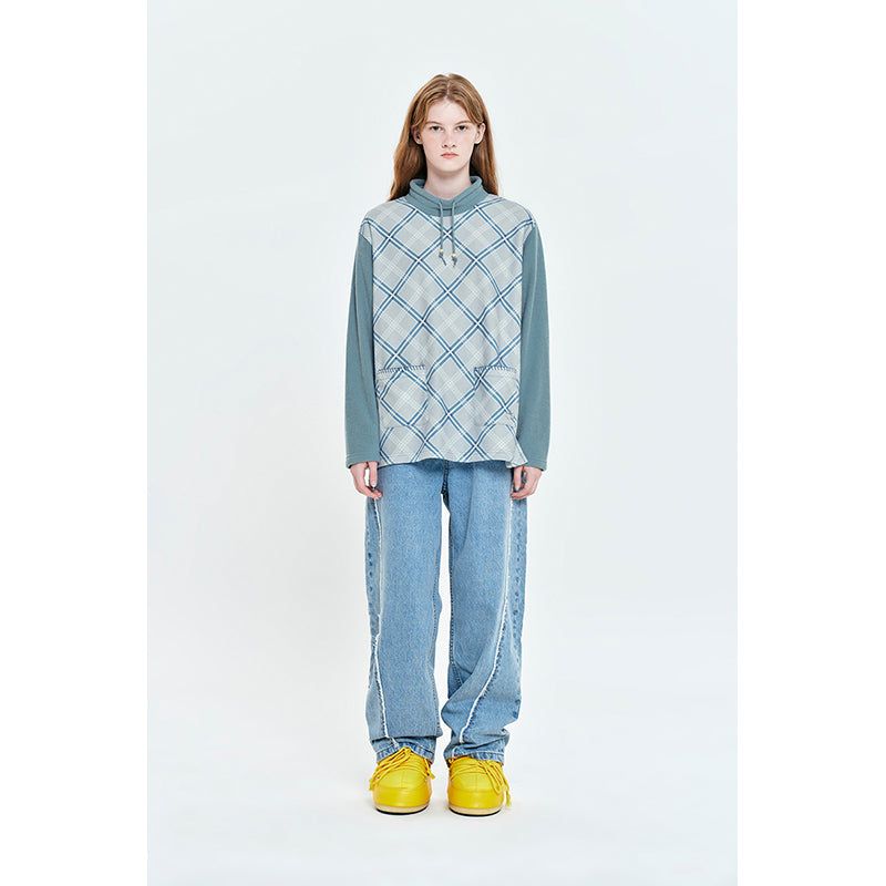 COLORING CHECK PATTERN SWEATSHIRT [MINT]