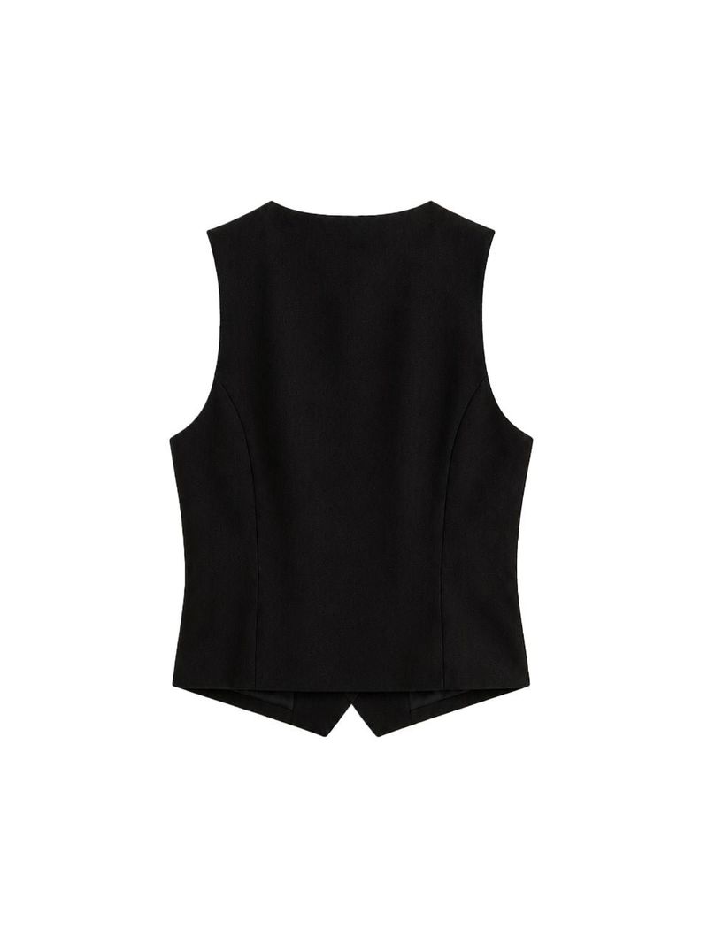 [PRE-FALL] Dana Vintage Button Tailored Vest Black