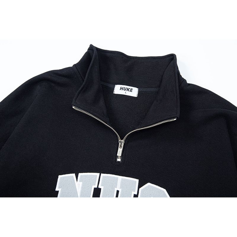 Huke x Nus. ハーフジップアップ(BLACK)
