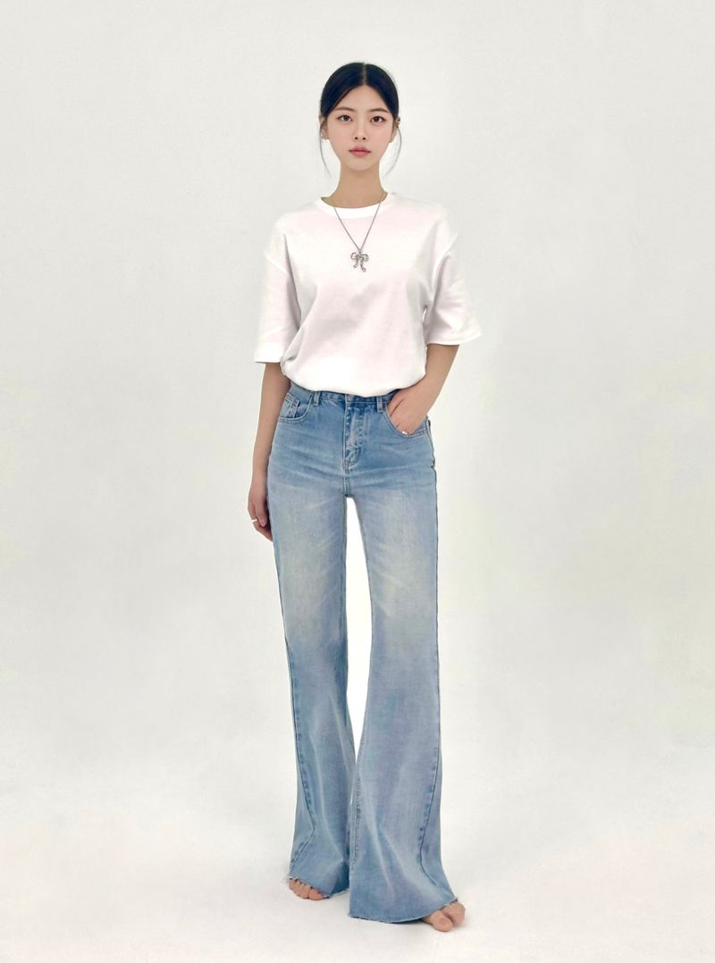 2ND REORDER EMBROIDERED FLARE JEANS code 25101