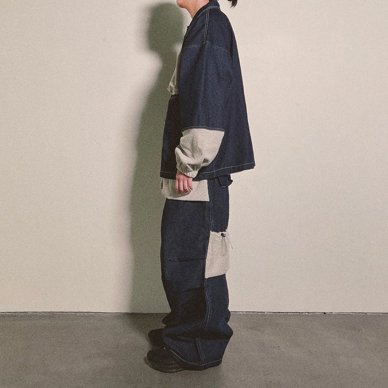 reverse terry pocket denim pants_blue