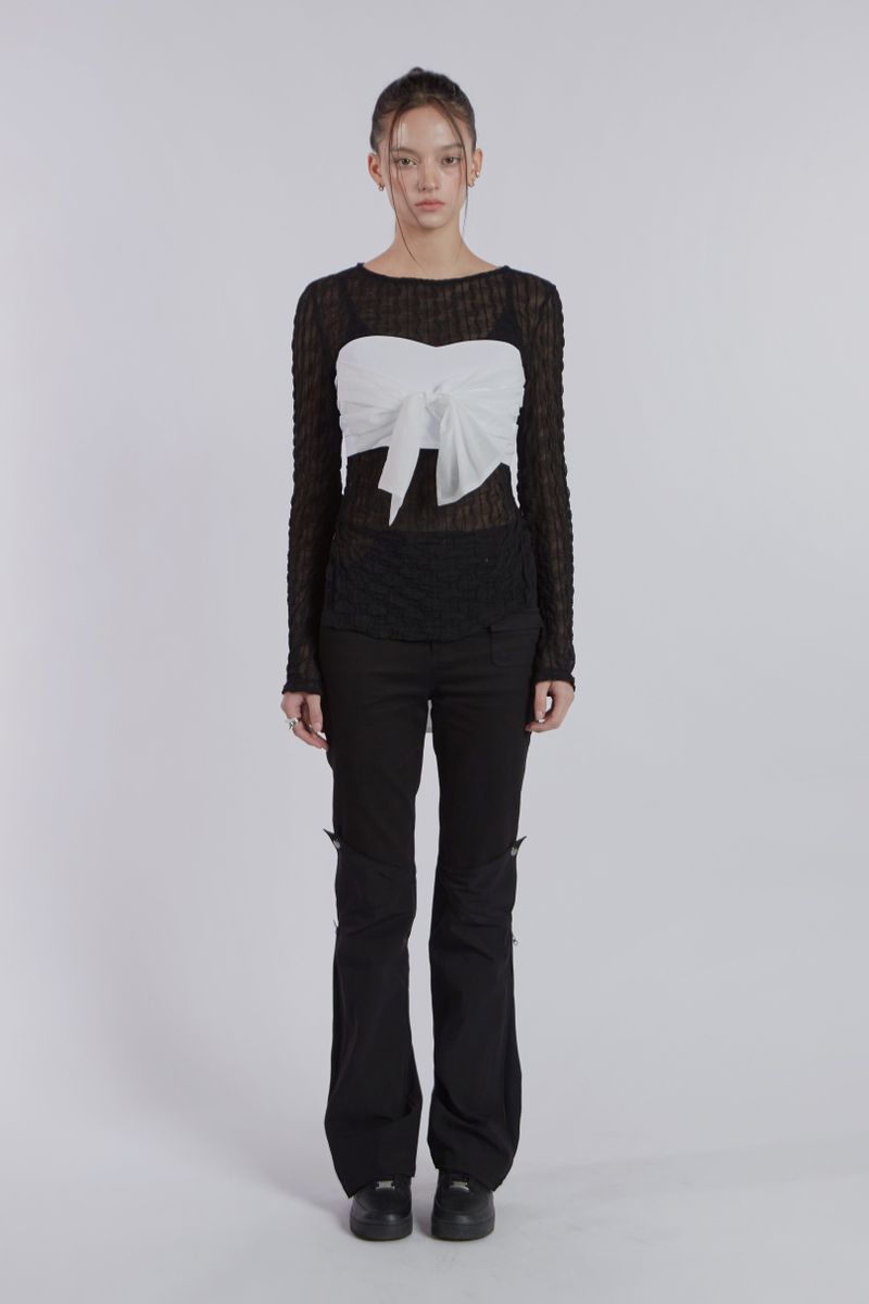 SEETHROUGH LACE SLIT TOP(BLACK)