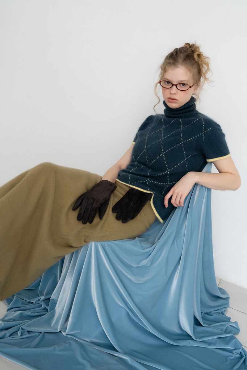 Raccoon knit skirt_olive