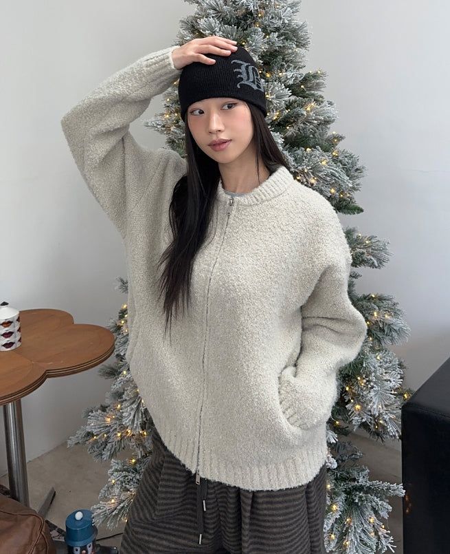SATIIIZ（サティーズ）の「Helid Boucle Knit Zip-Up（Tops）」