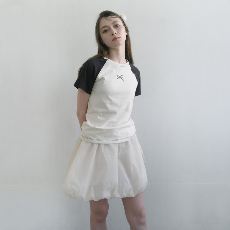 Cream Nylon Pumpkin Skirt