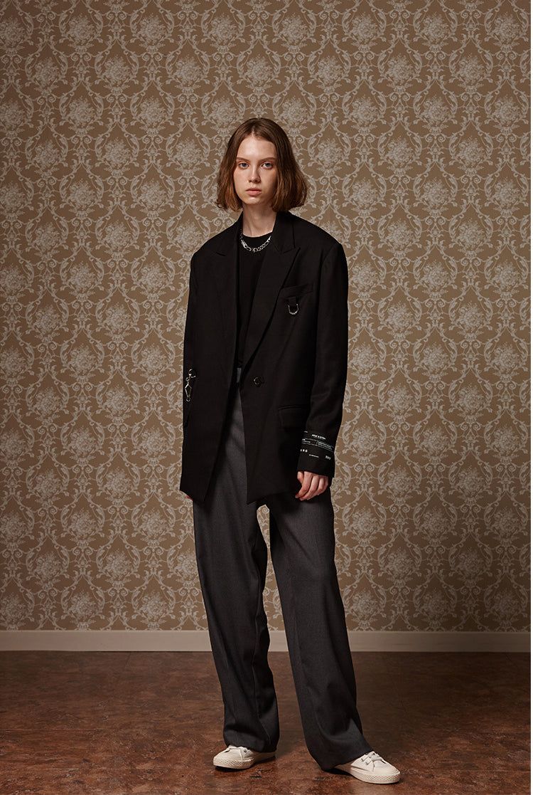 Belted wide slacks
