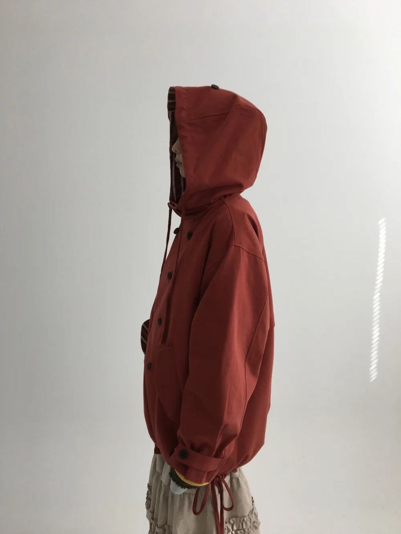 Hapo Button Hooded Short Field Jacket (2color)