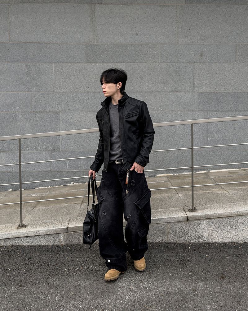 Sel Distressed Cargo Wide Denim