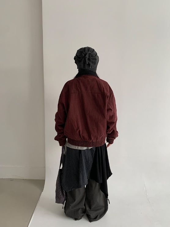 Lano Washing Color Matching Collar Work Jacket