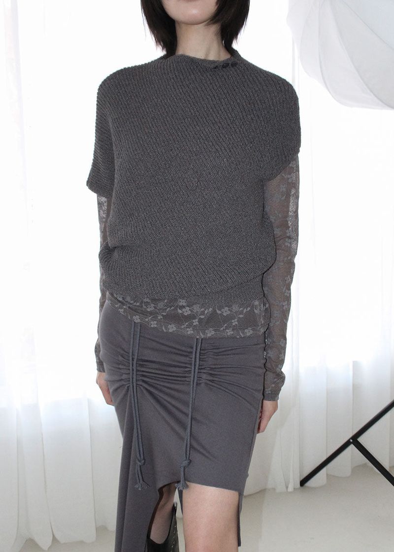 LOW SHIRRING CUTOUT SKIRT (2color)
