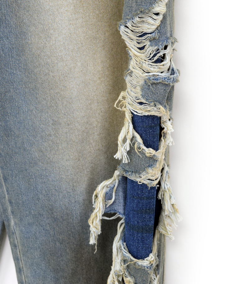 side dirty wide denim pants