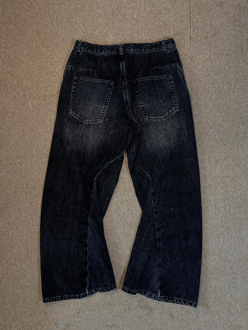 [Premium] Floppy Curved Denim Pants (Blue)