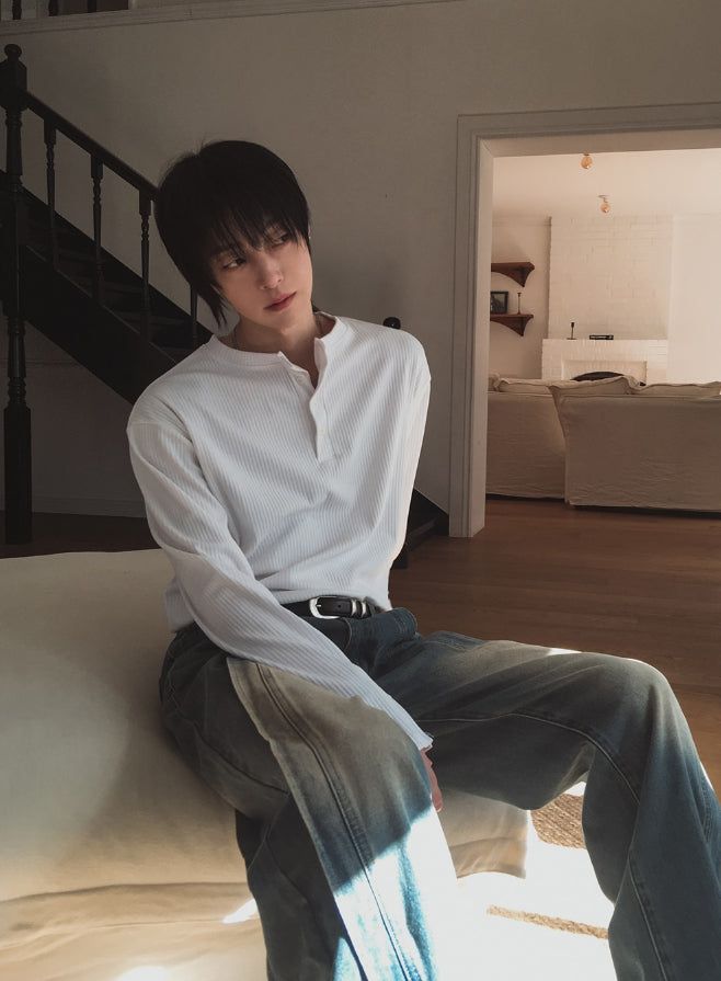 Levan Cuffs Henley Neck Long Sleeve