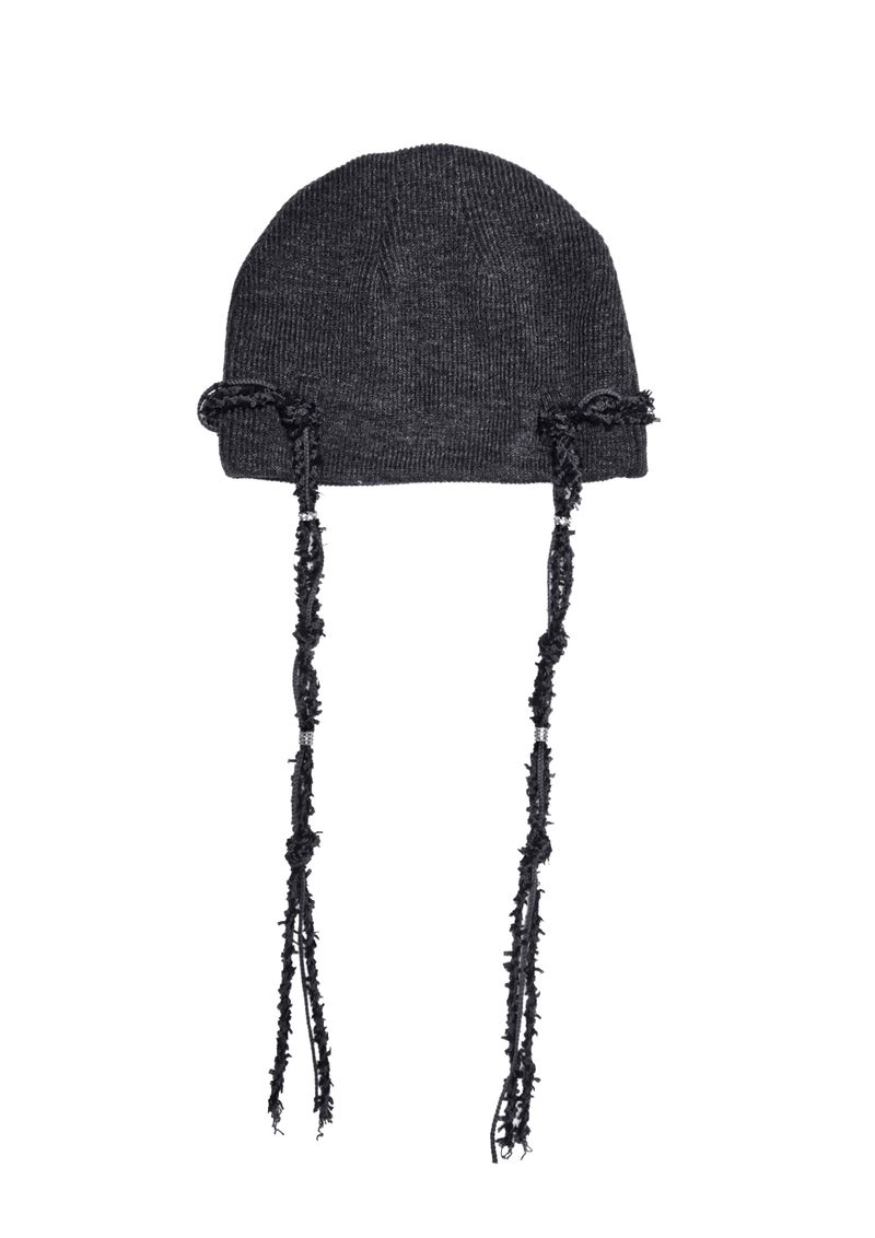  KNIT BRAID BEANIE . CHARCOAL