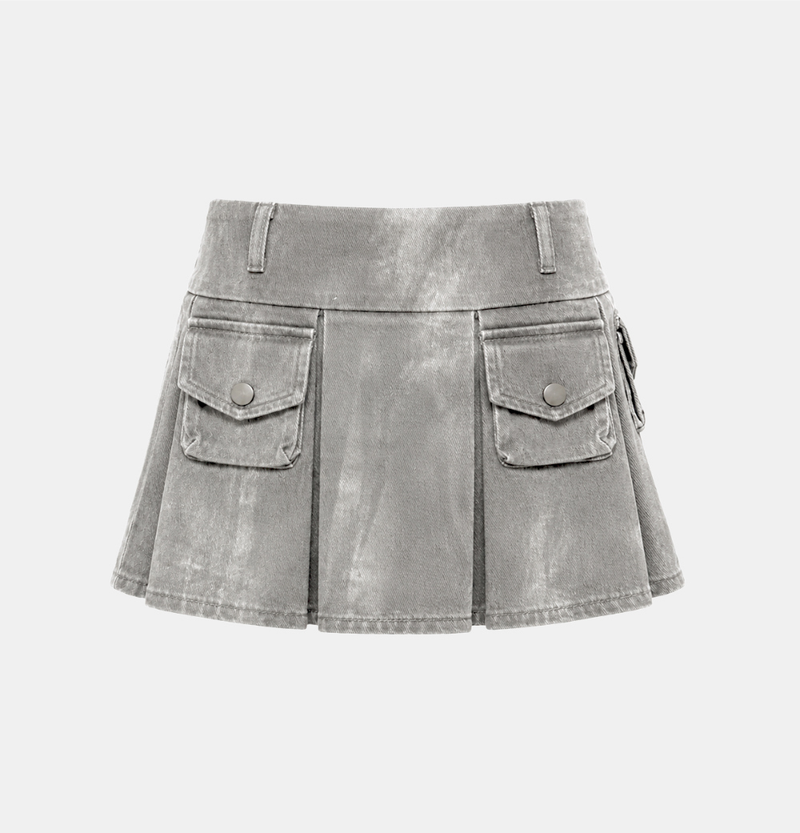 Miley Washed Cargo Pleats Skirt