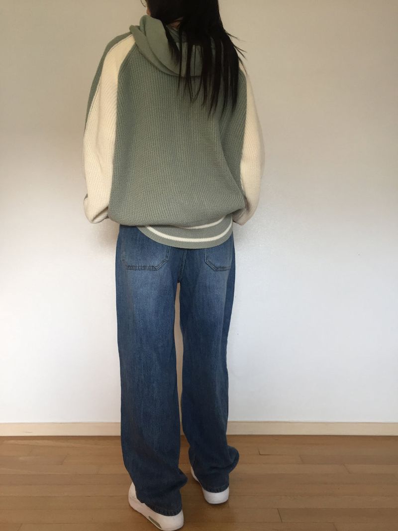 Coloring Hooded Zip-Up Knitwear (4 colors)