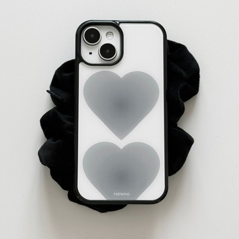 heart glossy glass bumper case (grey)