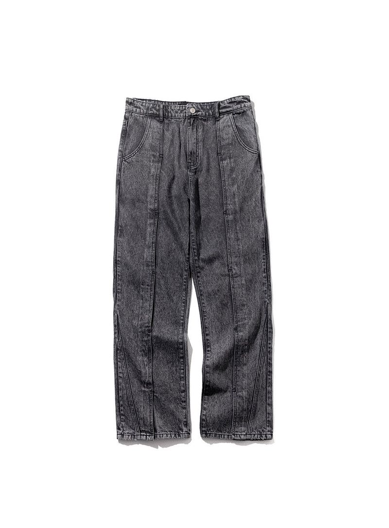 INCISION INVERTED WASHED DENIM PANTS