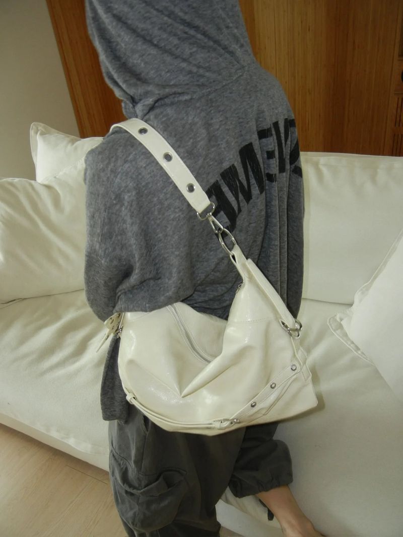 Belted Strap Stud Star Cross Shoulder Bag