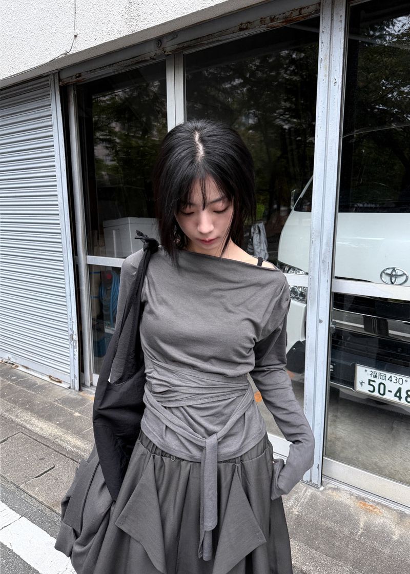 WOOHWA(ウファ)の「 BOATNECK STRAP CROP TOP(Tops)」
